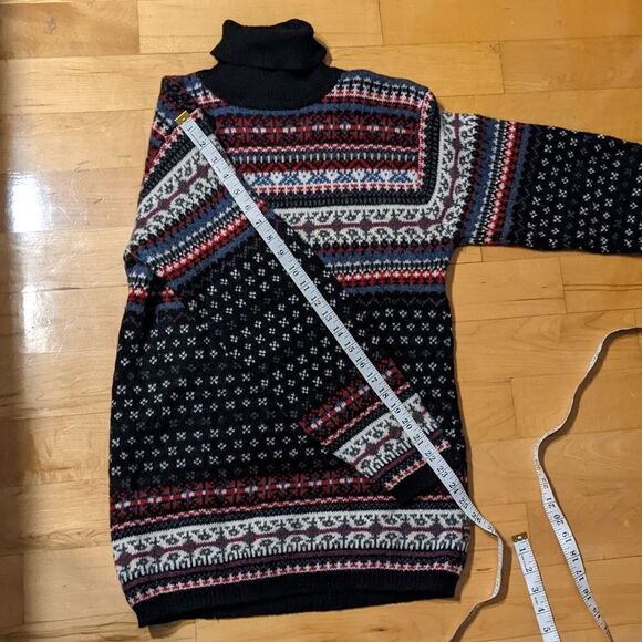 VINTAGE fairisle Icelandic cabin core long wool turtle neck sweater Small @M - Picture 8 of 11